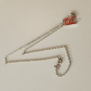 Disney Letter / Initial R Pendant Necklace with Mickey Crystal Ears Silver Tone